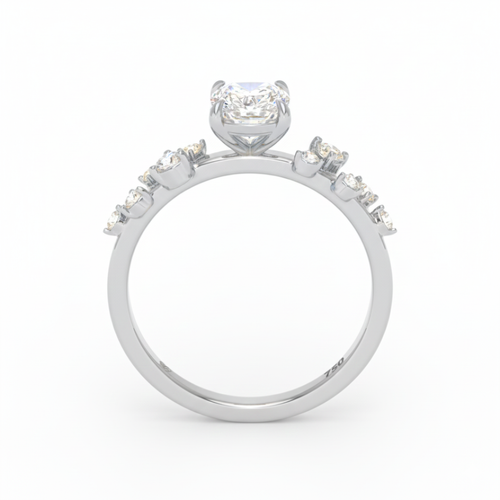 Load image 1 in gallery view. Lina Cushion Cut Diamond Engagement Ring With Diamond Accent Band