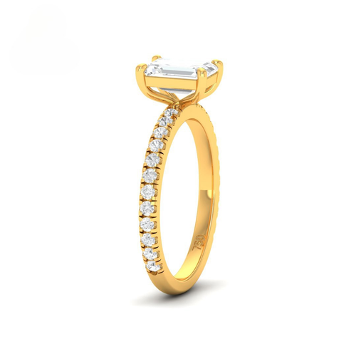 Load image 1 in gallery view. Athena Emerald With Diamond Band Engagement Ring