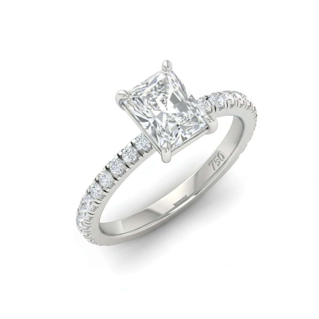 Athena Radiant With Diamond Band Engagement Ring