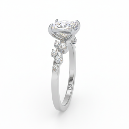 Load image 1 in gallery view. Lina Princess Cut Diamond Engagement Ring With Diamond Accent Band