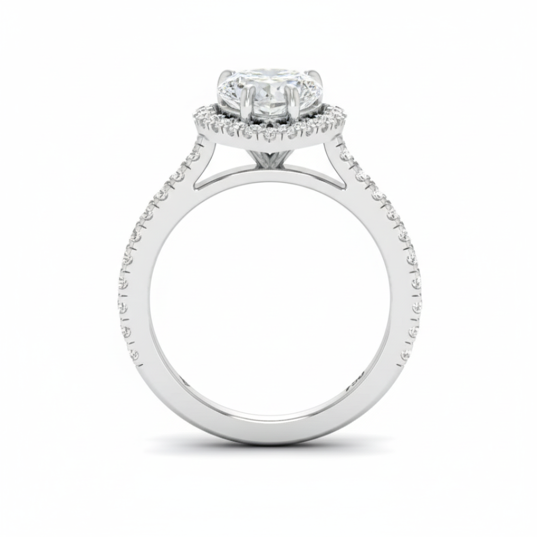 Belle Heart Cut Diamond Engagement Ring with Diamond Halo & Diamond Band