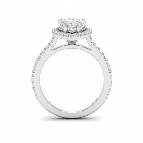Load image 1 in gallery view. Belle Heart Cut Diamond Engagement Ring with Diamond Halo & Diamond Band