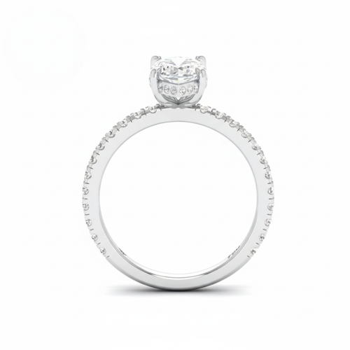 Load image 1 in gallery view. Lila Marquise Cut Diamond Engagement Ring with Diamond Hidden Halo and Diamond Band
