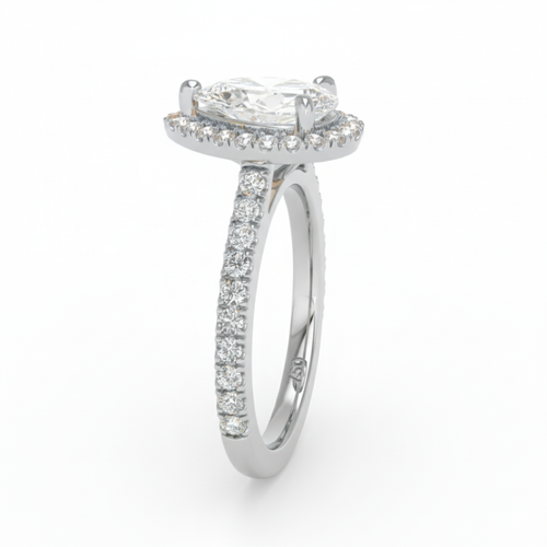 Load image 1 in gallery view. Belle Pear Cut Diamond Engagement Ring with Diamond Halo & Diamond Band