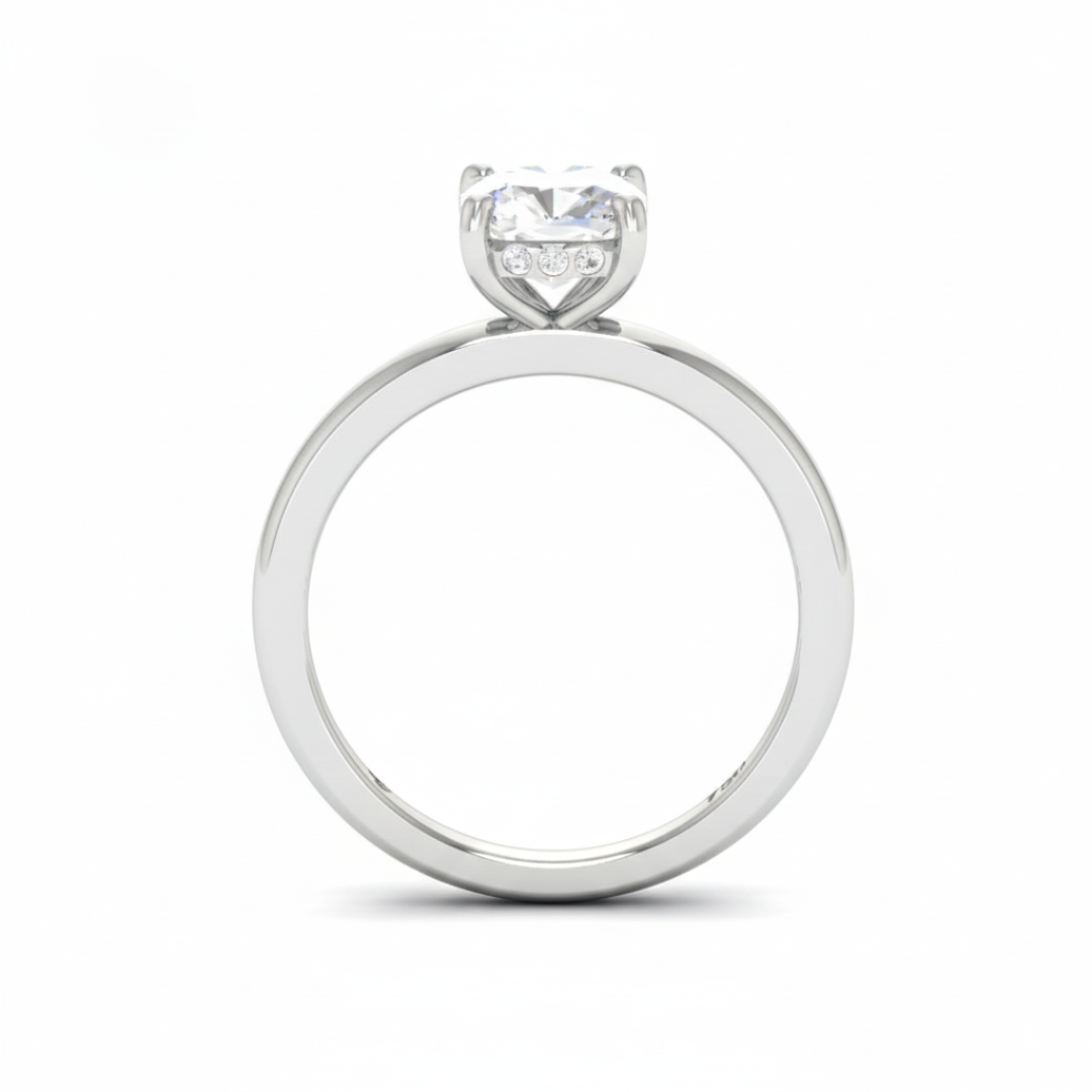 Kiara Cushion Cut Diamond With Hidden Halo Engagement Ring
