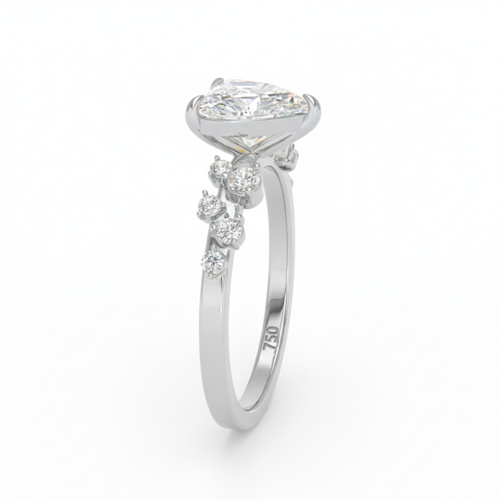 Load image 1 in gallery view. Lina Heart Cut Diamond Engagement Ring With Diamond Accent Band