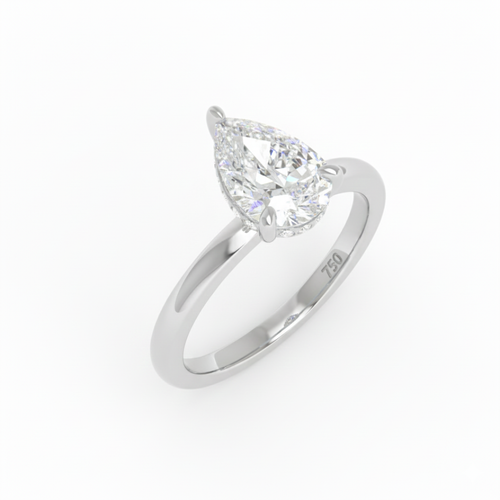 Load image 1 in gallery view. Kiara Pear Cut Diamond With Hidden Halo Engagement Ring