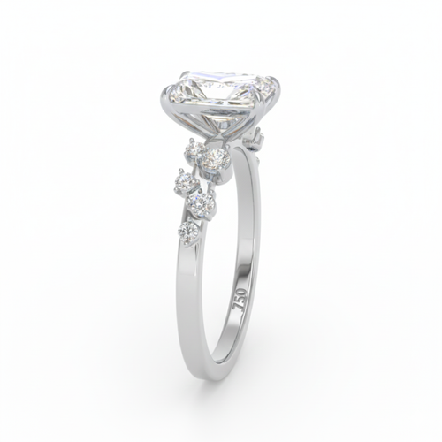 Load image 1 in gallery view. Lina Radiant Cut Diamond Engagement Ring With Diamond Accent Band