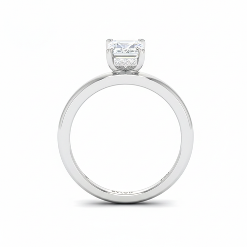 Load image 1 in gallery view. Kiara Emerald Cut Diamond With Hidden Halo Engagement Ring