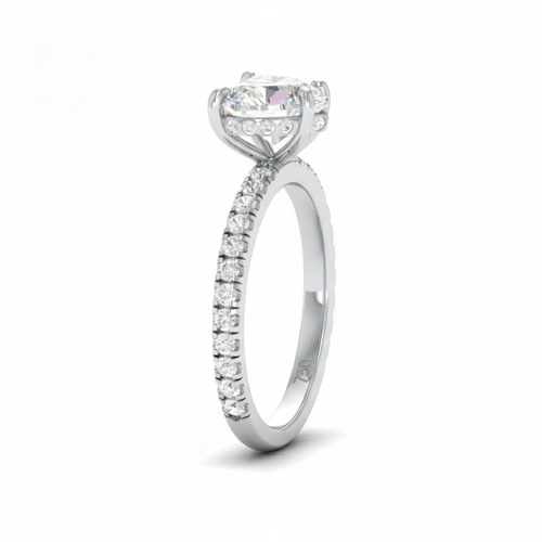 Load image 1 in gallery view. Lila Heart Cut Diamond Engagement Ring with Diamond Hidden Halo and Diamond Band