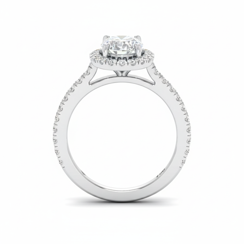 Load image 1 in gallery view. Belle Oval Cut Diamond Engagement Ring with Diamond Halo & Diamond Band