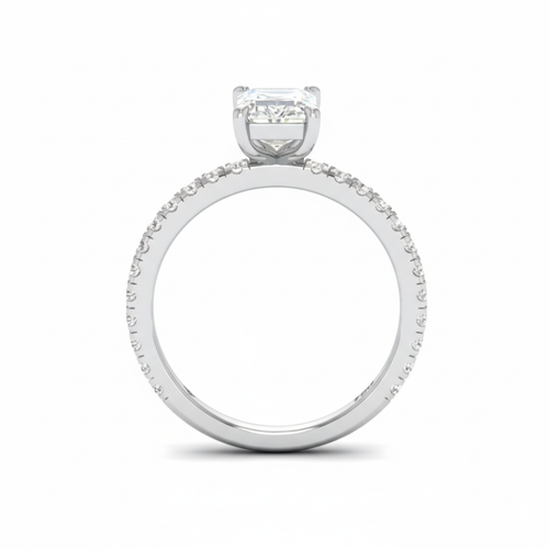 Load image 1 in gallery view. Athena Emerald With Diamond Band Engagement Ring