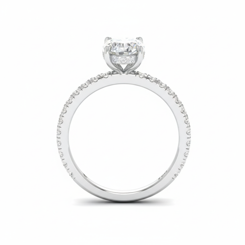Load image 1 in gallery view. Lila Oval Cut Diamond Engagement Ring with Diamond Hidden Halo and Diamond Band