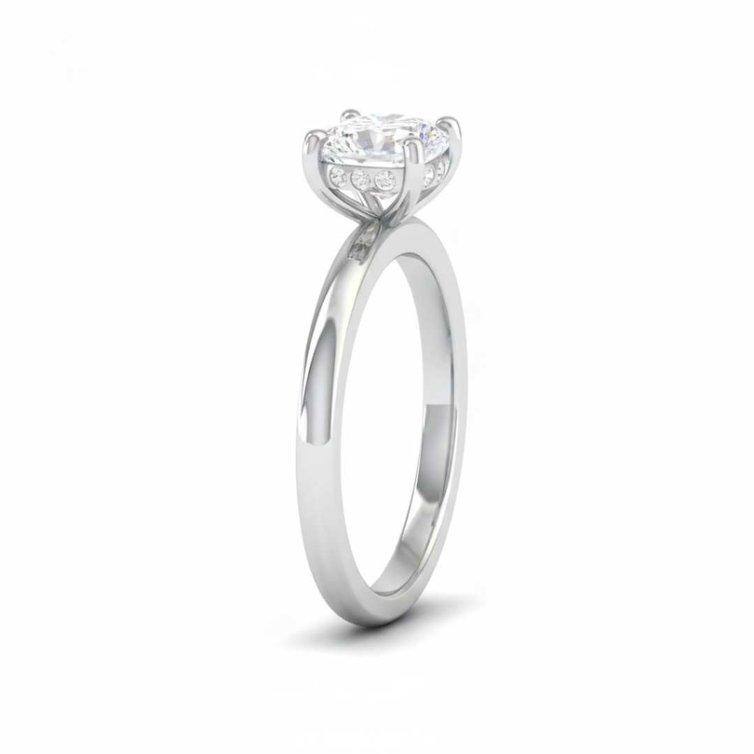 Kiara Cushion Cut Diamond With Hidden Halo Engagement Ring