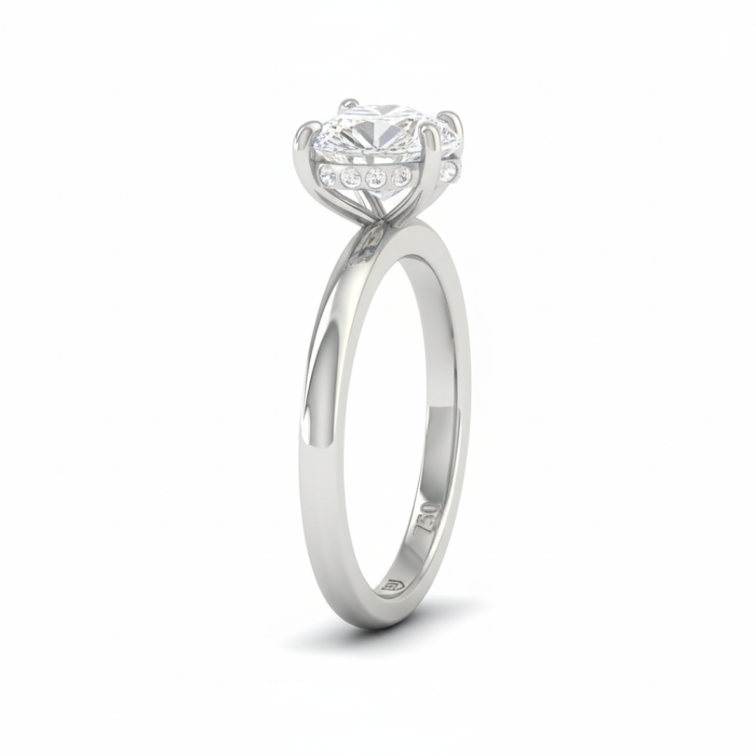 Kiara Heart Cut Diamond With Hidden Halo Engagement Ring