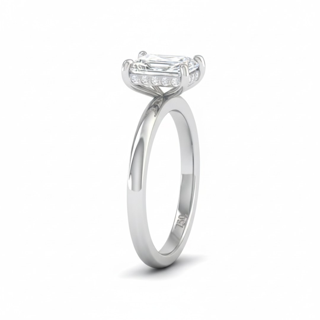 Kiara Radiant Cut Diamond With Hidden Halo Engagement Ring