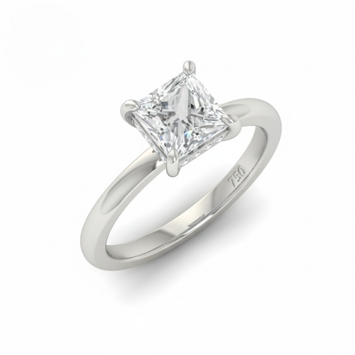 Load image 1 in gallery view. Kiara Princess Cut Diamond With Hidden Halo Engagement Ring