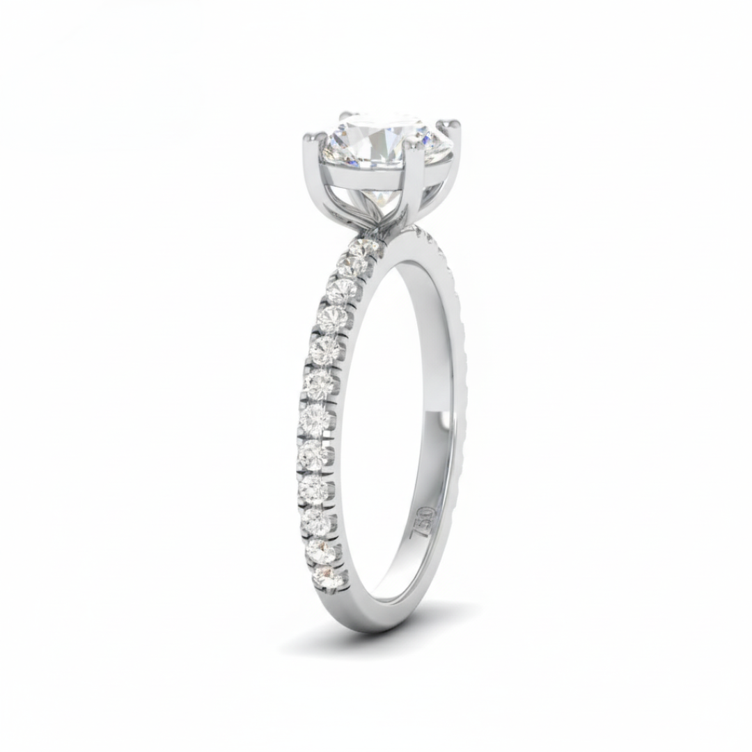 Athena Round With Diamond Band Engagement Ring