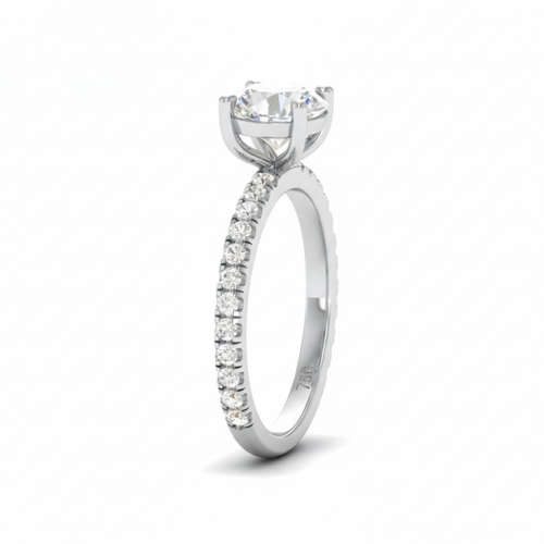 Load image 1 in gallery view. Athena Round With Diamond Band Engagement Ring
