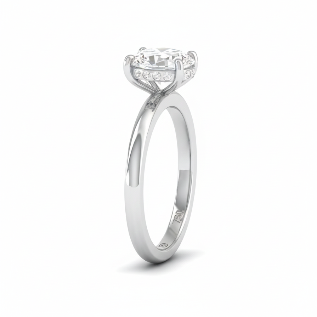 Kiara Oval Cut Diamond With Hidden Halo Engagement Ring