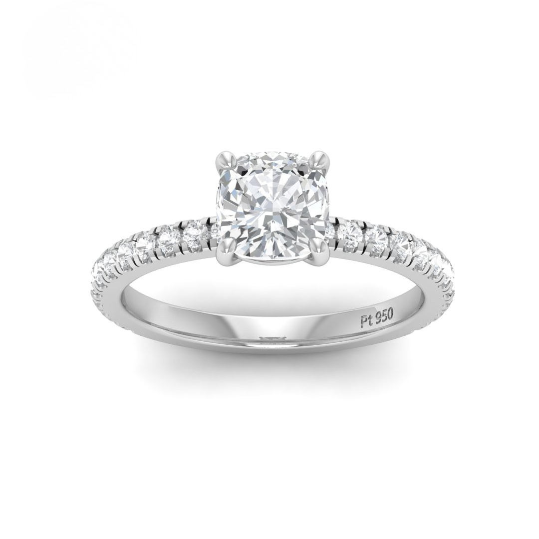 Athena Cushion With Diamond Band Engagement Ring