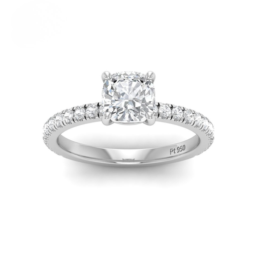 Load image 1 in gallery view. Athena Cushion With Diamond Band Engagement Ring