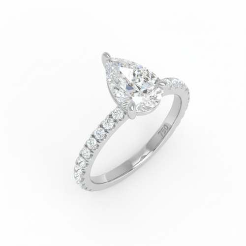 Load image 1 in gallery view. Athena Pear With Diamond Band Engagement Ring