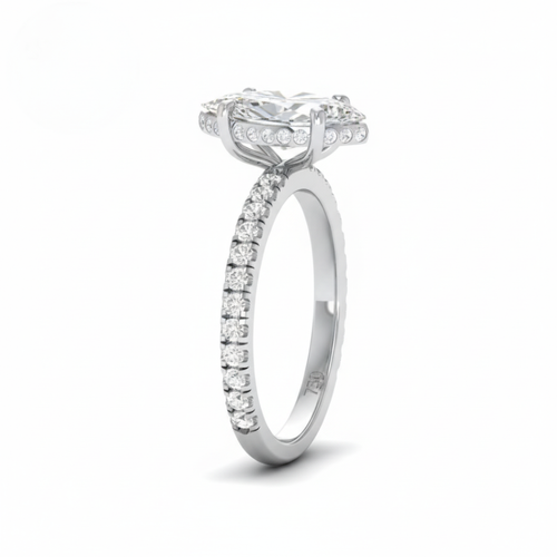 Load image 1 in gallery view. Lila Marquise Cut Diamond Engagement Ring with Diamond Hidden Halo and Diamond Band