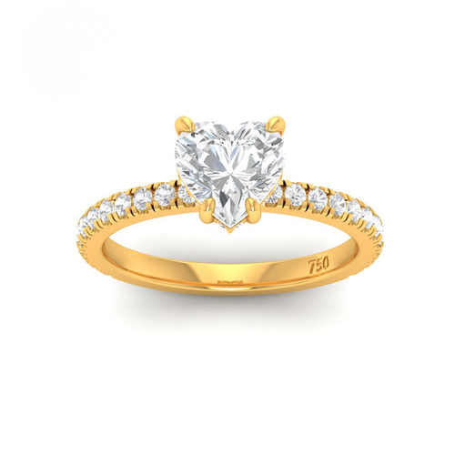 Load image 1 in gallery view. Lila Heart Cut Diamond Engagement Ring with Diamond Hidden Halo and Diamond Band