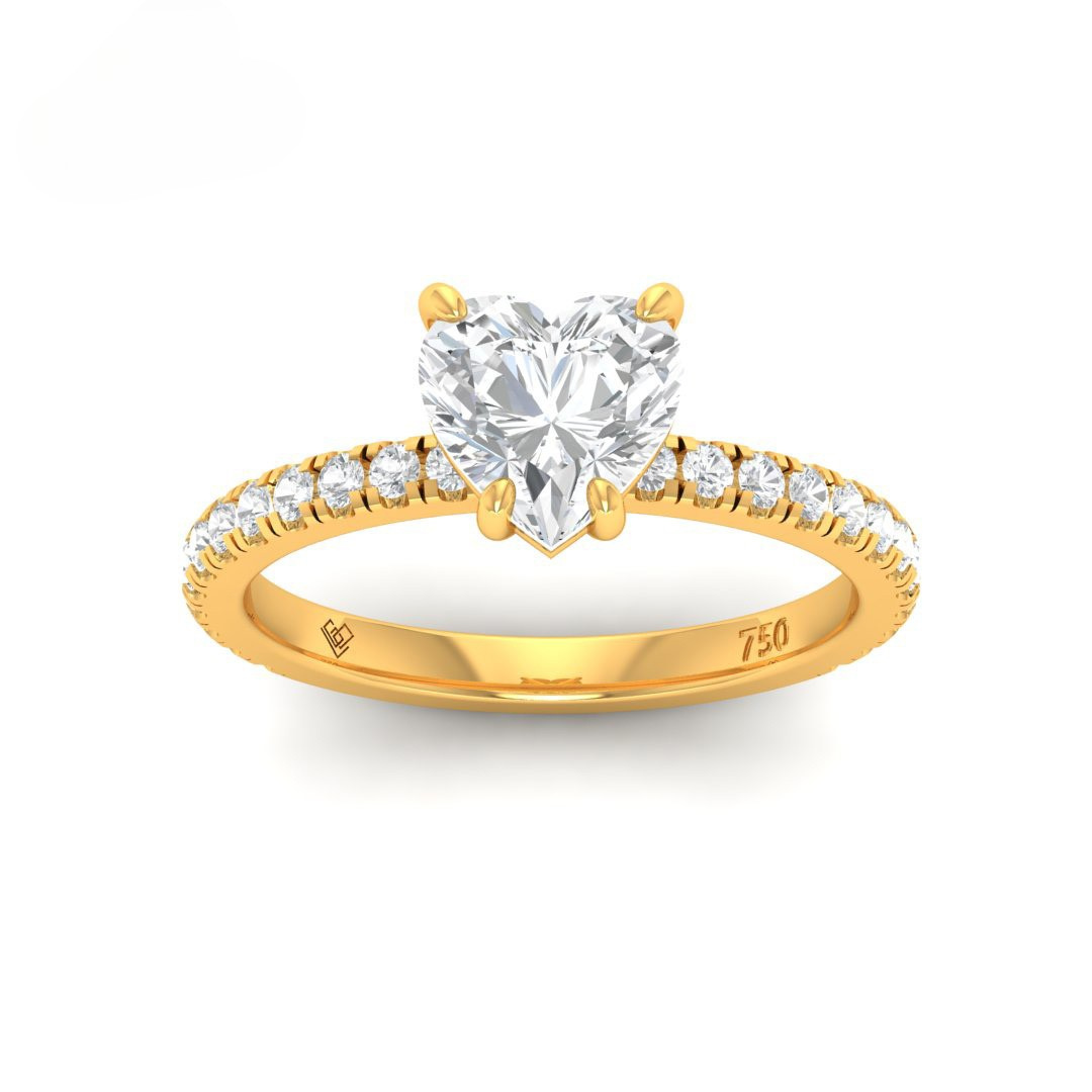 Athena Heart With Diamond Band Engagement Ring