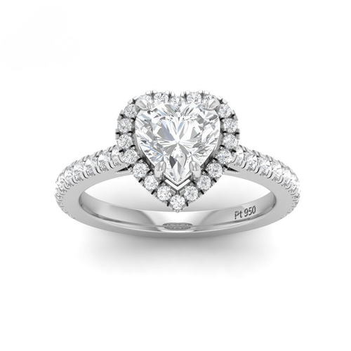 Load image 1 in gallery view. Belle Heart Cut Diamond Engagement Ring with Diamond Halo & Diamond Band