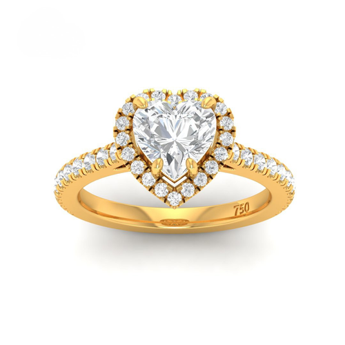 Load image 1 in gallery view. Belle Heart Cut Diamond Engagement Ring with Diamond Halo & Diamond Band