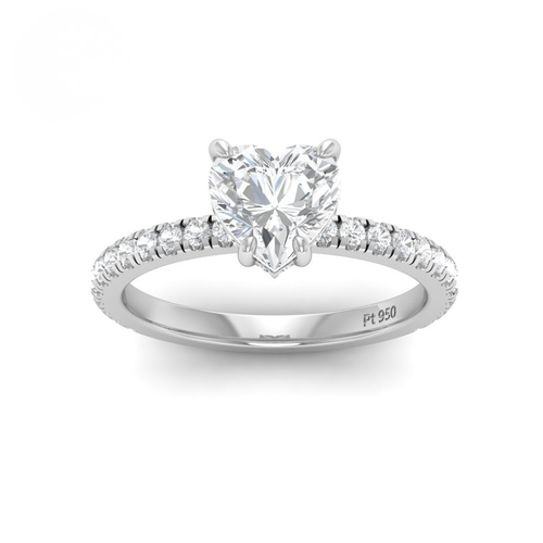 Load image 1 in gallery view. Lila Heart Cut Diamond Engagement Ring with Diamond Hidden Halo and Diamond Band