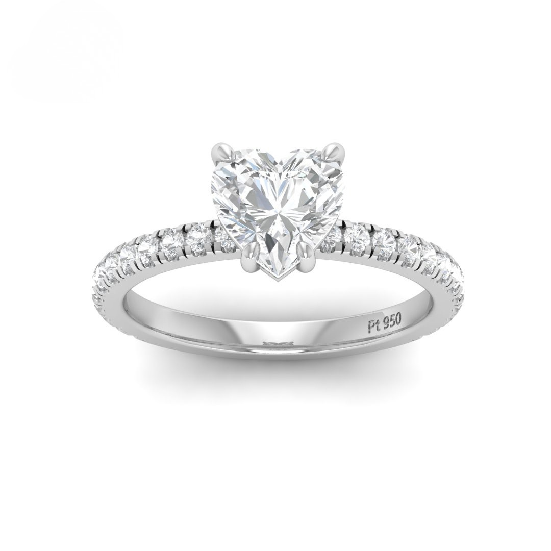Athena Heart With Diamond Band Engagement Ring