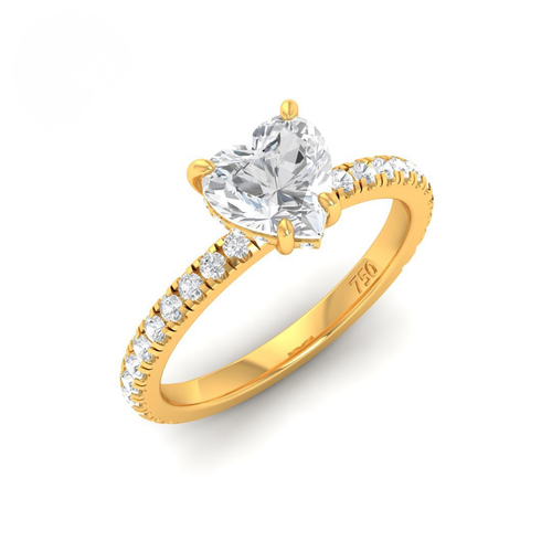 Load image 1 in gallery view. Lila Heart Cut Diamond Engagement Ring with Diamond Hidden Halo and Diamond Band