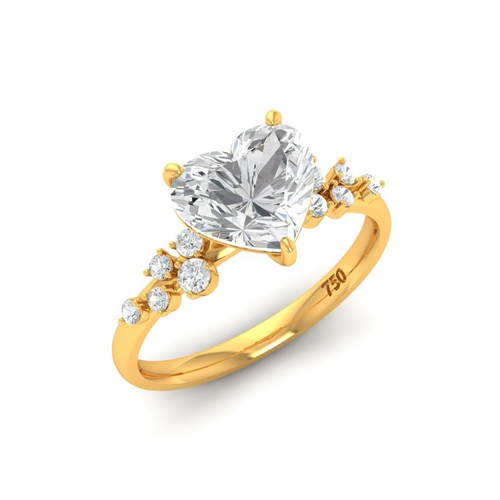 Load image 1 in gallery view. Lina Heart Cut Diamond Engagement Ring With Diamond Accent Band