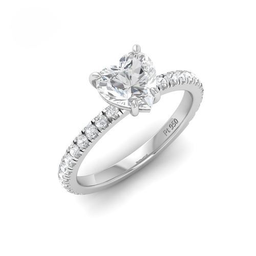 Load image 1 in gallery view. Athena Heart With Diamond Band Engagement Ring