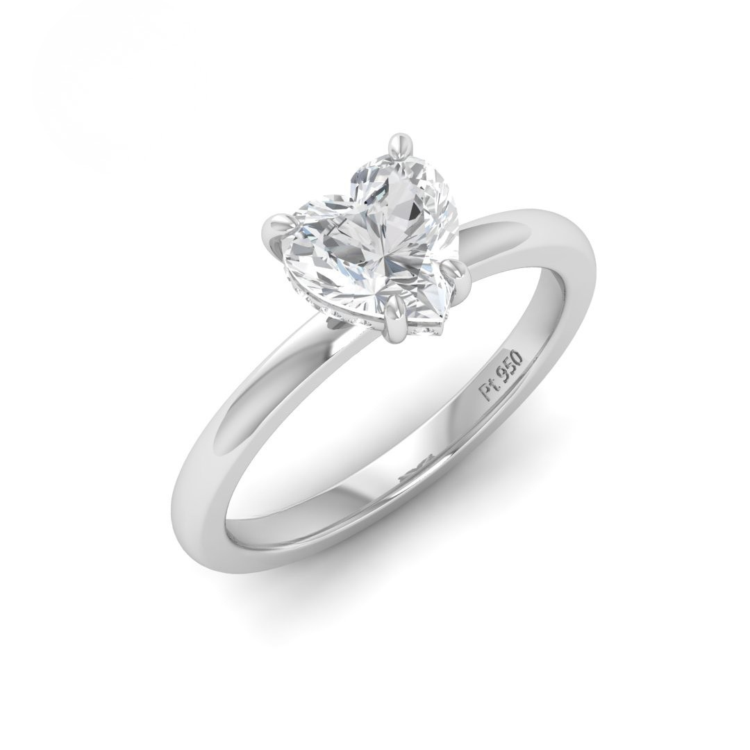 Kiara Heart Cut Diamond With Hidden Halo Engagement Ring