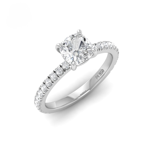 Load image 1 in gallery view. Athena Cushion With Diamond Band Engagement Ring