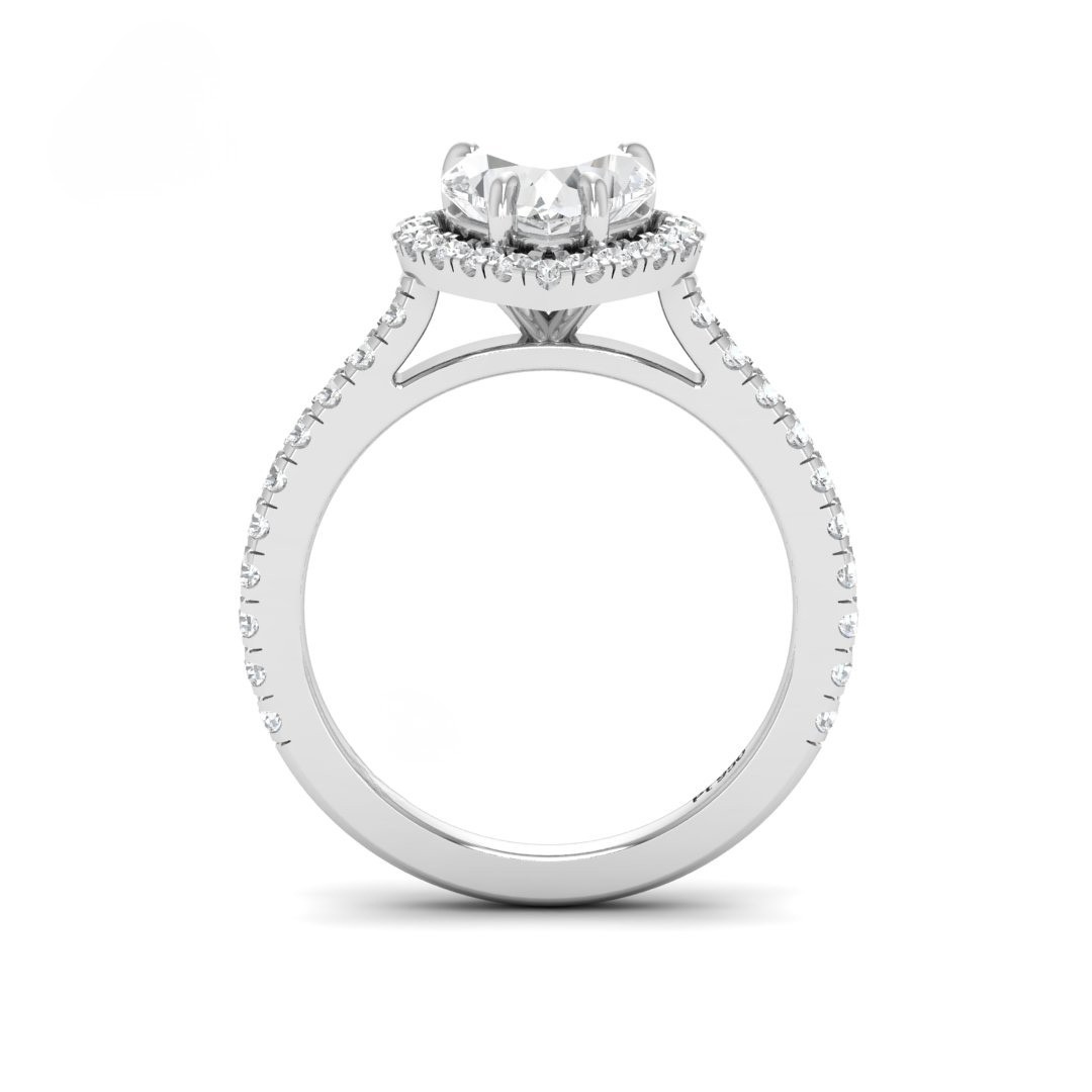 Belle Heart Cut Diamond Engagement Ring with Diamond Halo & Diamond Band