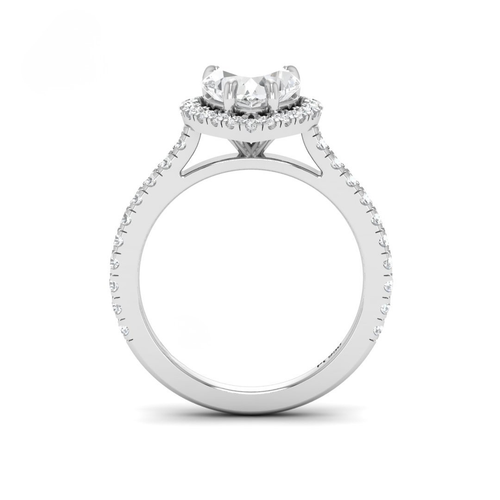 Load image 1 in gallery view. Belle Heart Cut Diamond Engagement Ring with Diamond Halo & Diamond Band
