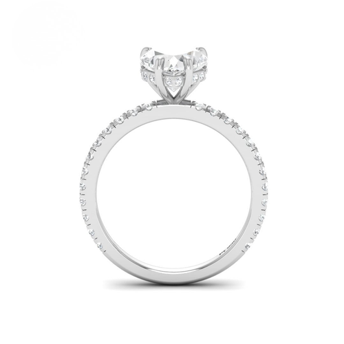 Load image 1 in gallery view. Lila Heart Cut Diamond Engagement Ring with Diamond Hidden Halo and Diamond Band