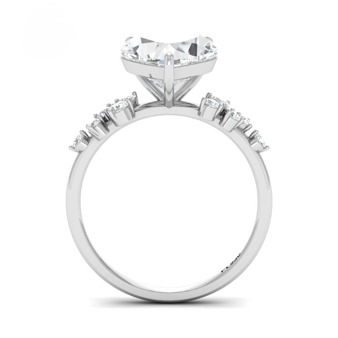 Lina Heart Cut Diamond Engagement Ring With Diamond Accent Band