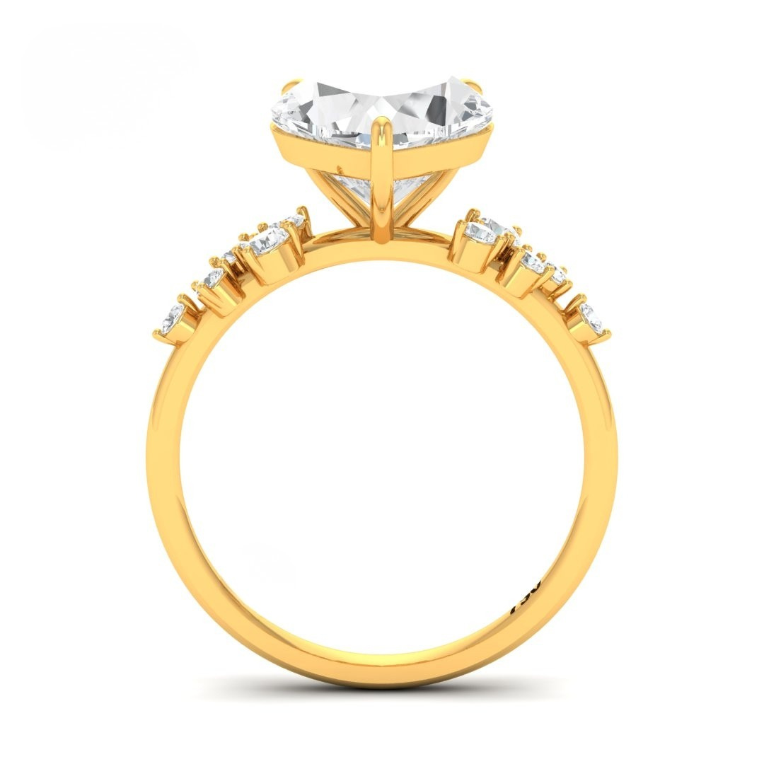 Lina Heart Cut Diamond Engagement Ring With Diamond Accent Band