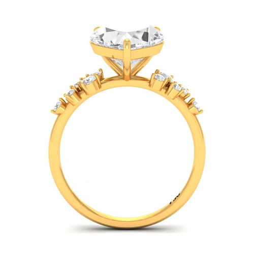 Load image 1 in gallery view. Lina Heart Cut Diamond Engagement Ring With Diamond Accent Band