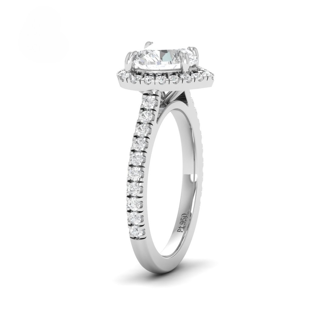 Belle Heart Cut Diamond Engagement Ring with Diamond Halo & Diamond Band