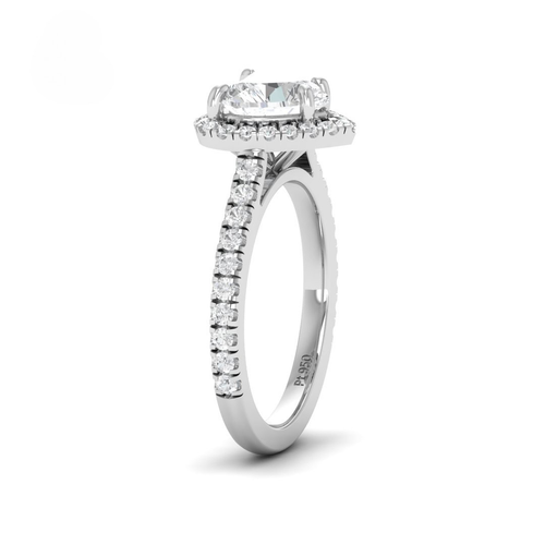 Load image 1 in gallery view. Belle Heart Cut Diamond Engagement Ring with Diamond Halo & Diamond Band