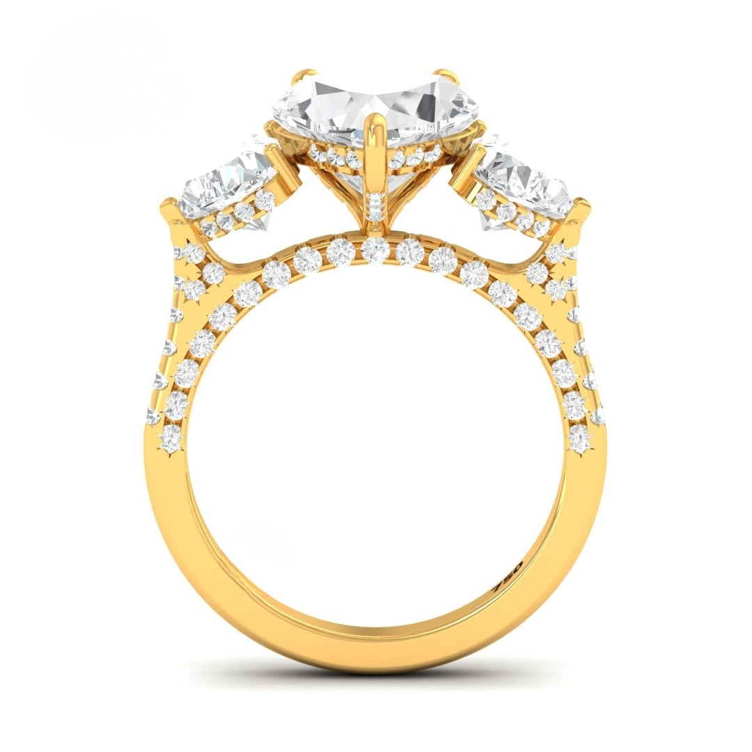 Vidhi Heart Cut Diamond Engagement Ring with Heart Cut Side Diamonds and 3D Diamond Band