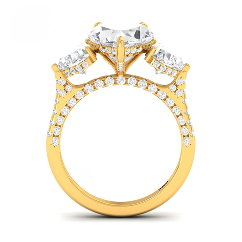 Load image 1 in gallery view. Vidhi Heart Cut Diamond Engagement Ring with Heart Cut Side Diamonds and 3D Diamond Band