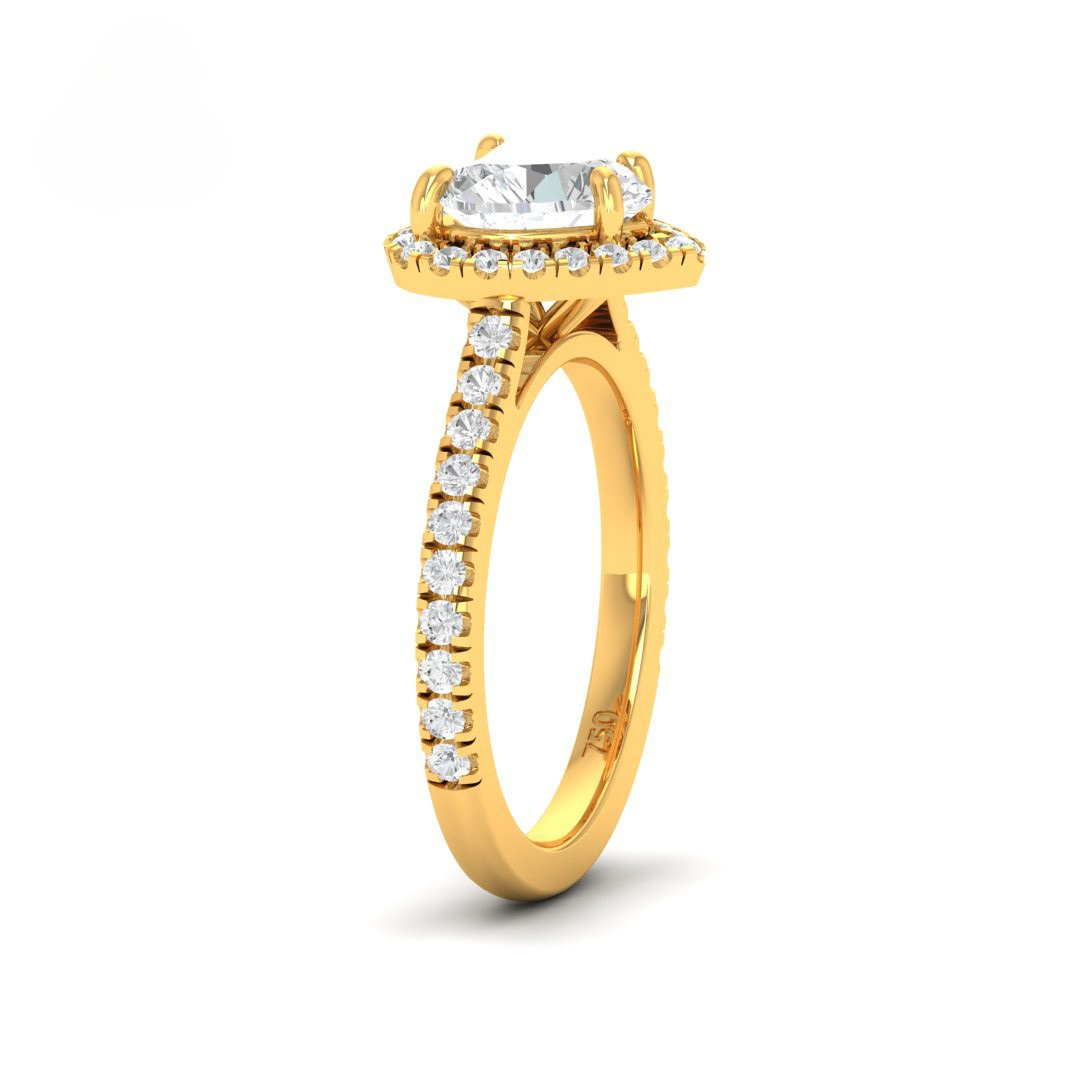 Belle Heart Cut Diamond Engagement Ring with Diamond Halo & Diamond Band